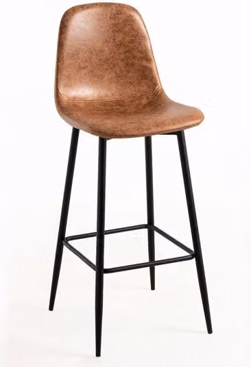 Pack de 4 taburetes Veki de polipiel estilo vintage en color camel y estructura de metal para cocina o comedor