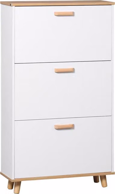 Mueble para zapatos HOMCOM de estilo escandinavo con 3 compartimentos abatibles en color blanco An/P/Al: 70 x 23,5 x 122 cm