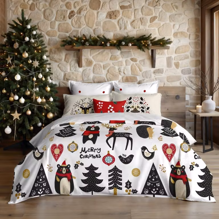 Funda nórdica de Navidad Decolores Home multicolor en poliéster, An/P/Al: 140 x 200 cm