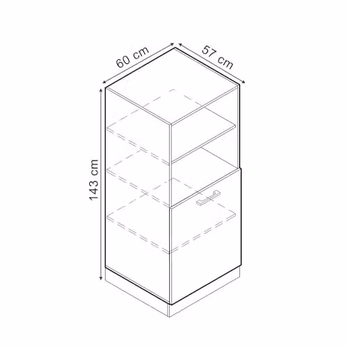Armario para horno empotrado Vicco R-Line en color antracita alto brillo, An: 60 cm, Al: 57 cm, P: 46,19 cm