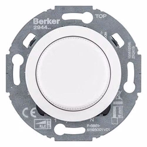 Dimmer Berker Uni-Drehdimmer para LED en cristal blanco y transparente