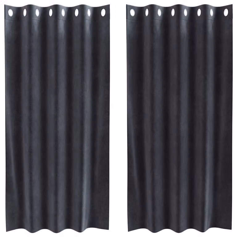 Set de 2 cortinas blackout de terciopelo vidaXL en color gris antracita, An/Al: 140 x 175 cm