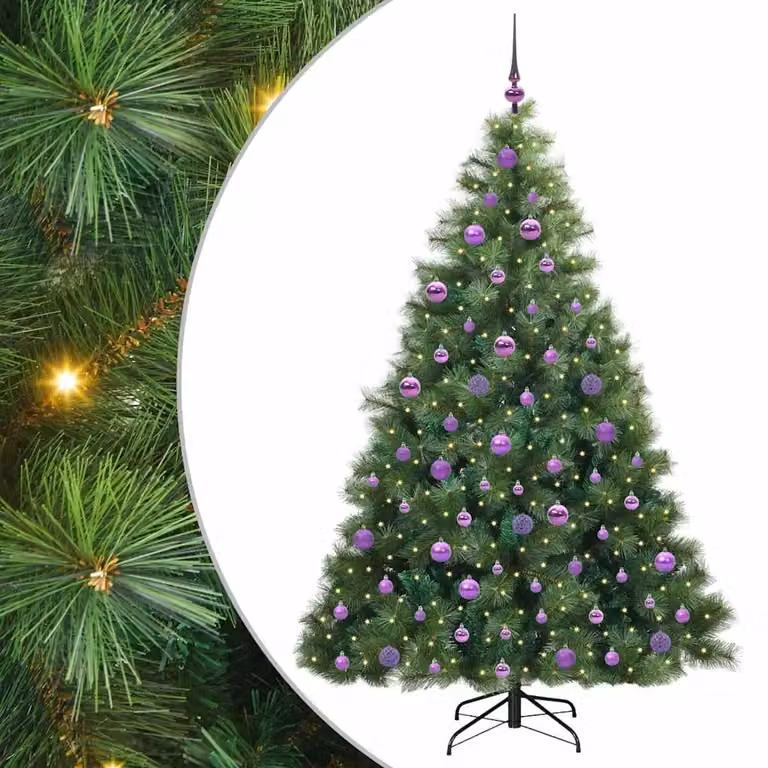 Árbol de Navidad artificial vidaXL verde con 300 LED luz blanca cálida, altura: 180 cm, fabricado en PE y PVC
