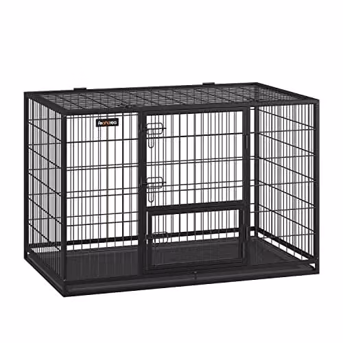 Jaula antiescape para perros Feandrea con doble puerta, color negro