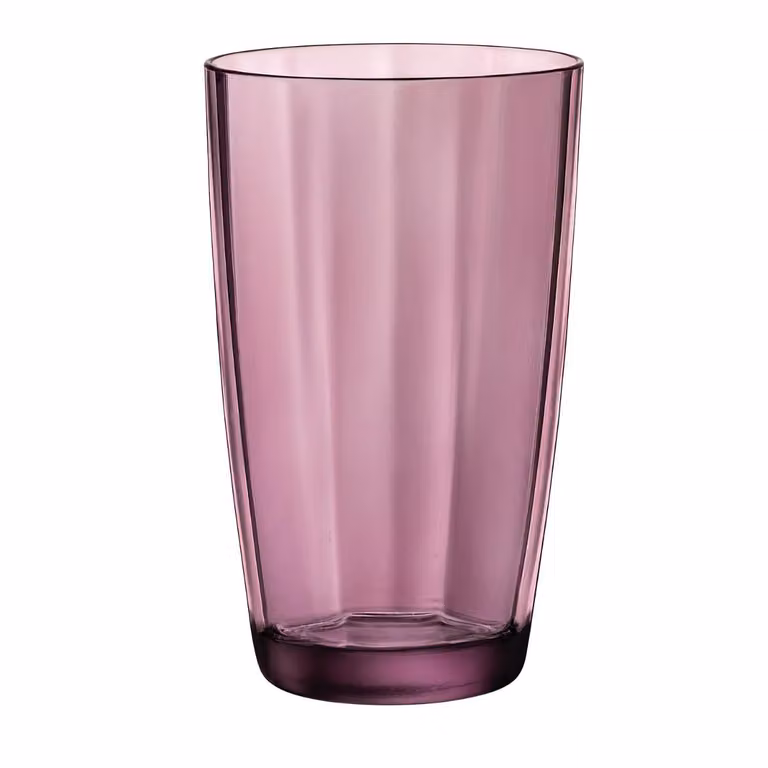 Set de 6 vasos altos Pulsar Purple de Bormioli Rocco en vidrio color rosa de 470 ml