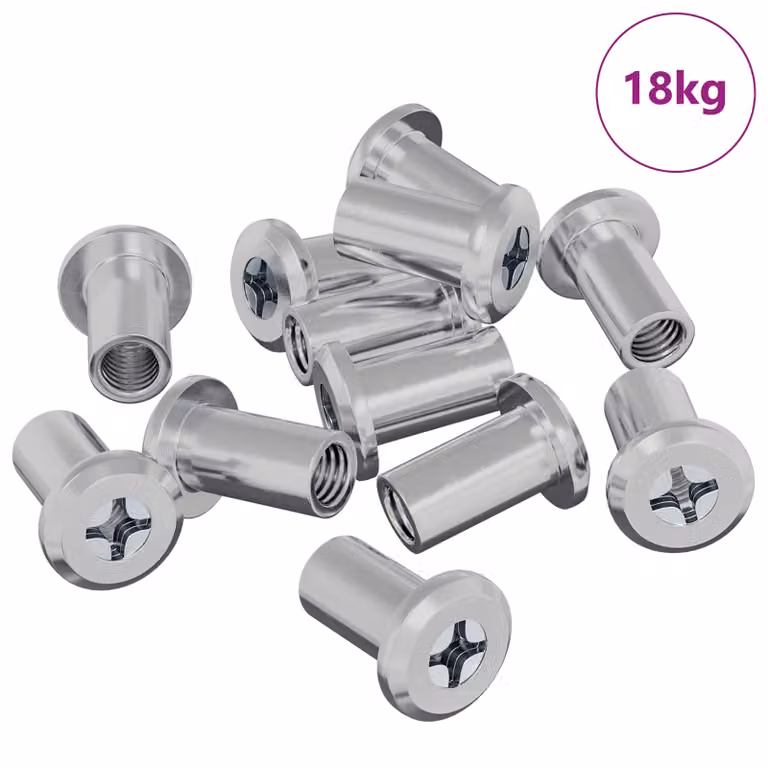 Set de 3673 tuercas de bloqueo de acero inoxidable plateado de vidaXL