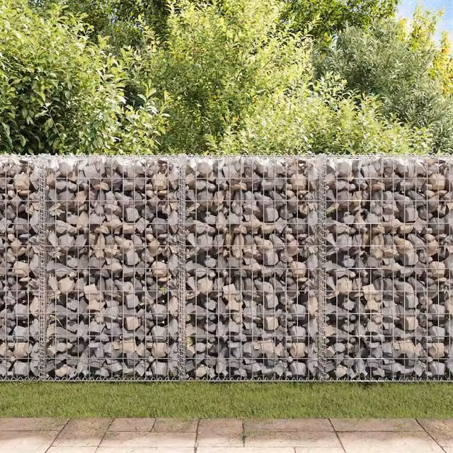 Muro de gaviones SYFAX con cubiertas de acero galvanizado en color gris y plata, An/P/Al: 150 x 60 x 100 cm