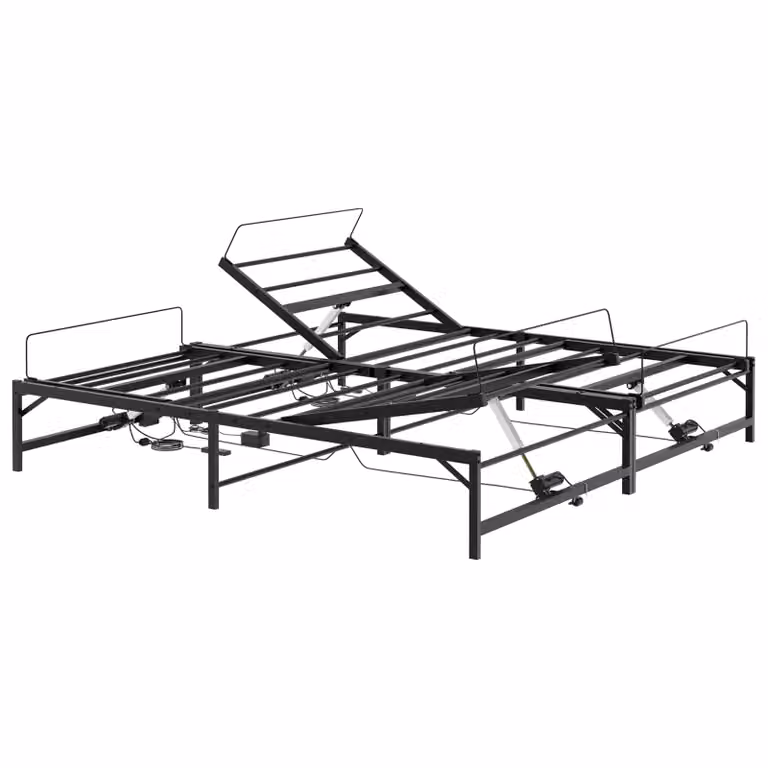 Estructura de cama eléctrica ajustable vidaXL en color negro con marco de metal de 200 x 200 cm