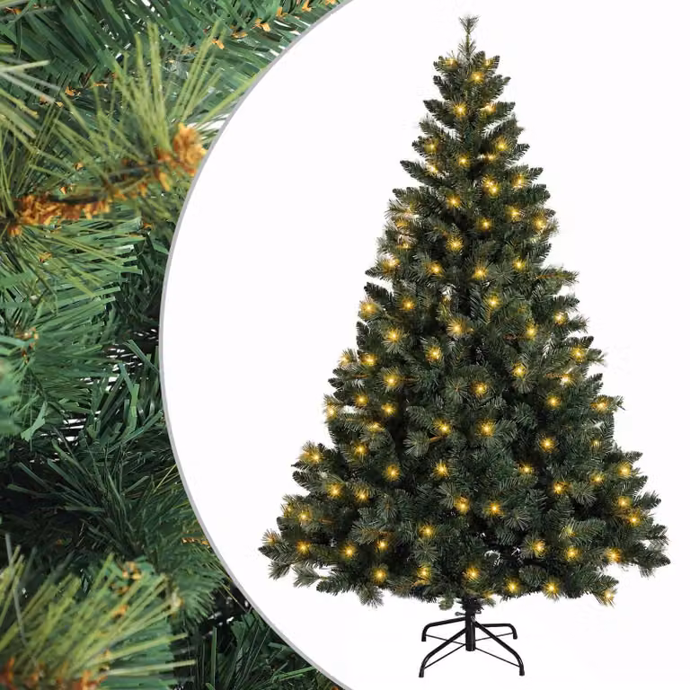 Árbol de Navidad artificial verde vidaXL de 120 cm con base redonda de metal