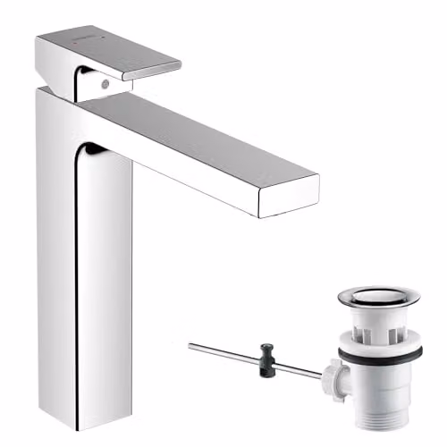 Grifo monomando para lavabo Hansgrohe Vernis Shape 190 en cromo con vaciador automático