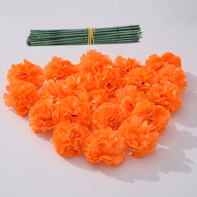 Set de 50 caléndulas artificiales naranjas Infinite para decoración floral y guirnaldas de fiesta