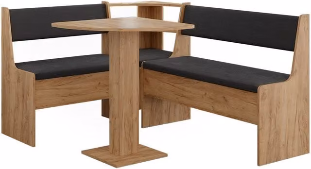 Conjunto de mesa y banco esquinero Vicco Roman en roble dorado y antracita An/P/Al: 60 x 60 x 75 cm
