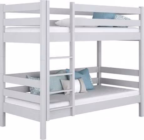 Litera de madera maciza de pino con cajones en color gris para dormitorio