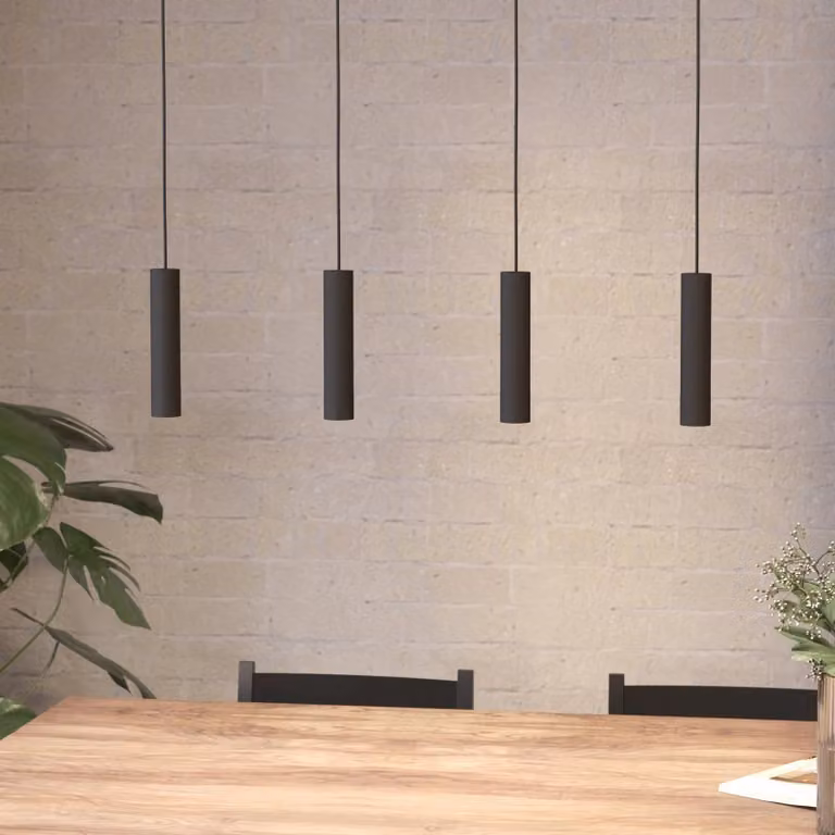 Lámpara colgante LED Eglo Almudaina de metal negro para salón o comedor, atenuable, luz blanca cálida, 84 cm