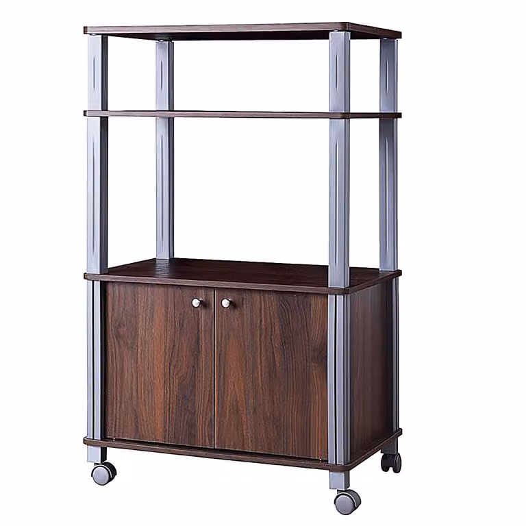 Carrito de cocina Costway con ruedas, soporte para microondas y horno, estante organizador de almacenamiento en color marrón, An/P/Al: 60 x 40 x 98 cm
