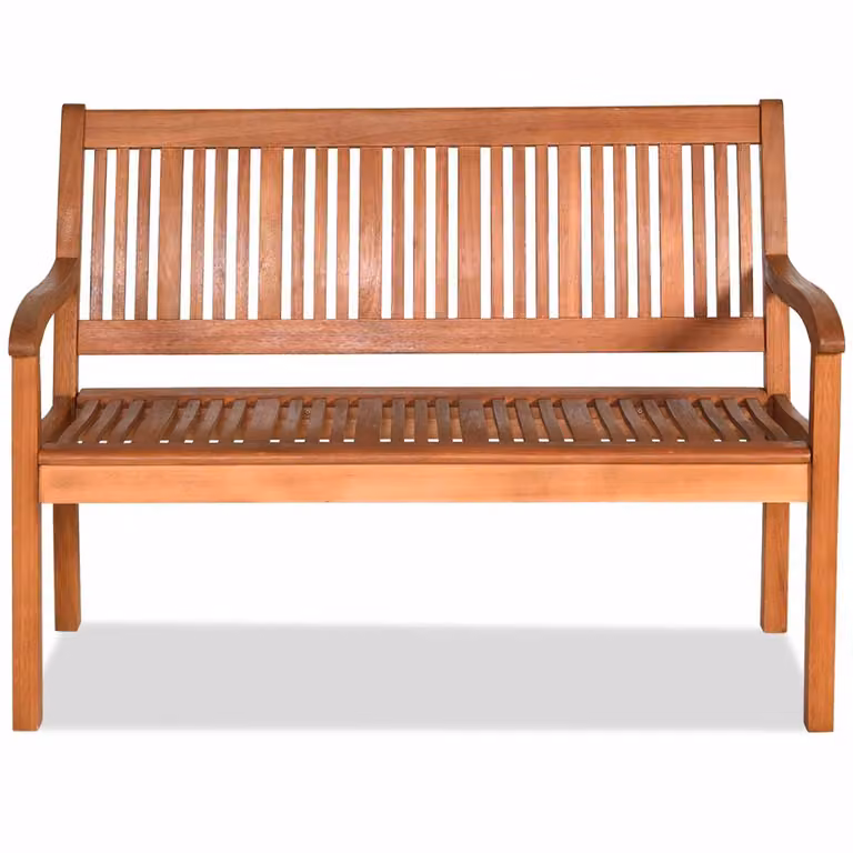 Banco de madera Costway para 2 personas con respaldo curvo y reposabrazos, color marrón, An/P/Al: 126 x 63 x 91 cm