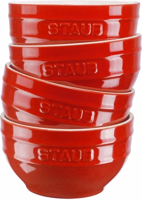 Set de 4 boles apilables Staub de cerámica color rojo, Diámetro: 14 cm
