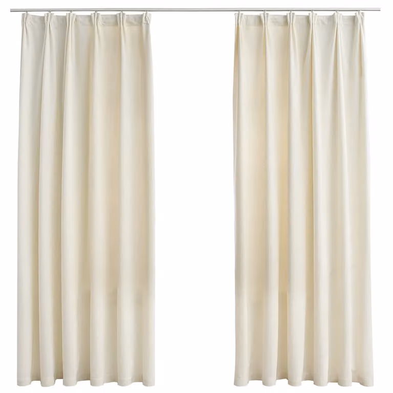 Set de 2 cortinas opacas de terciopelo vidaXL en color beige con ganchos, An/Al: 140 x 175 cm