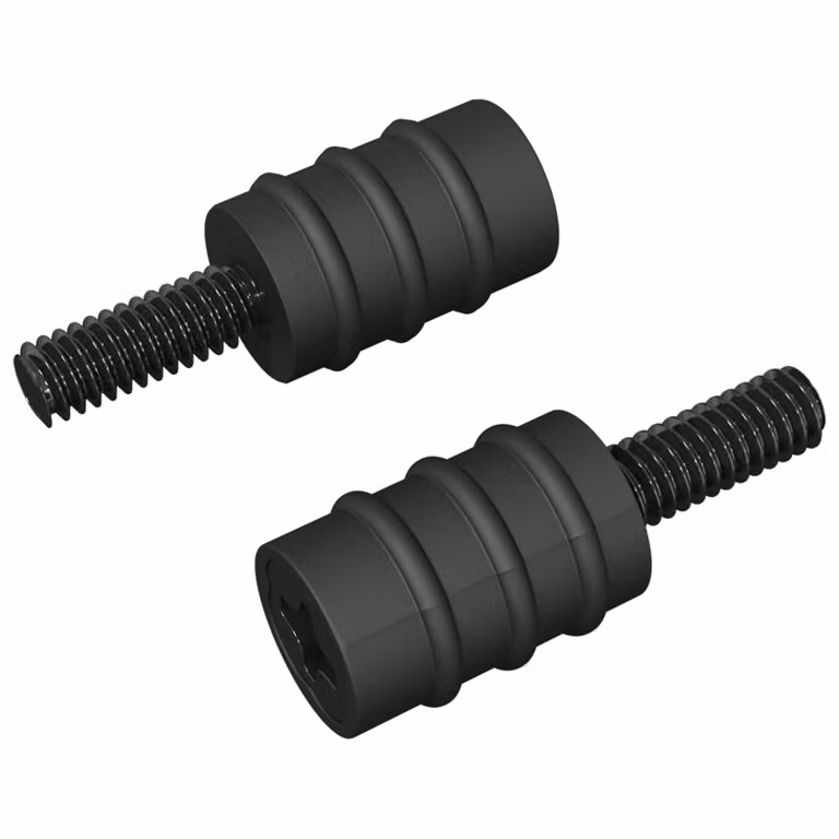 Set de 2 tornillos separadores vidaXL en color negro, fabricados en acero y caucho, medida M4