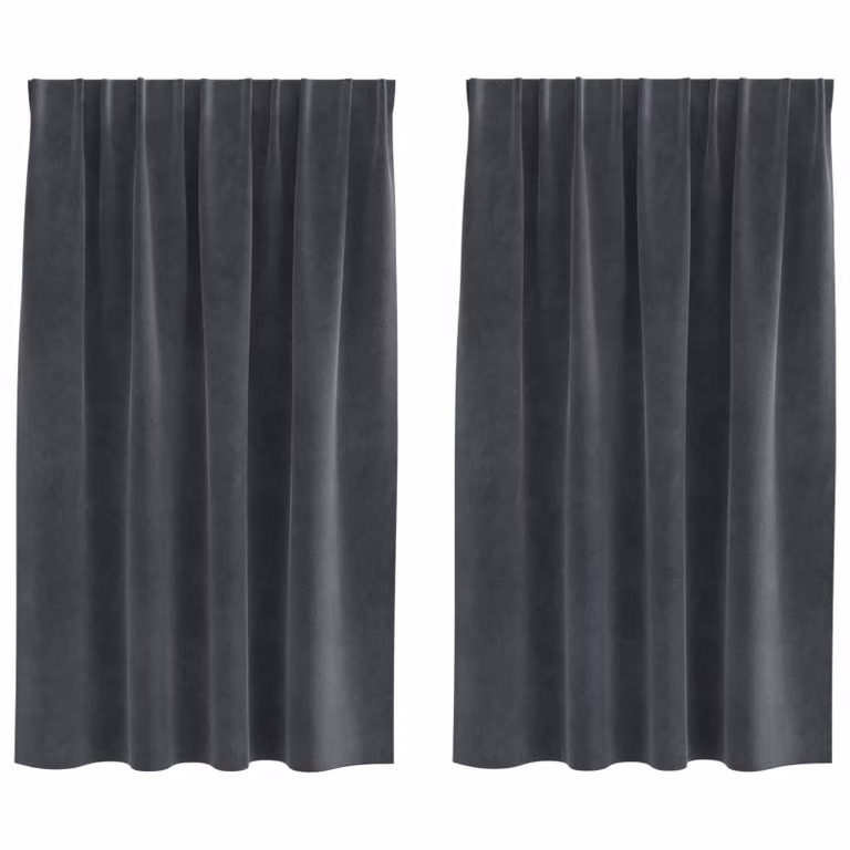 Set de 2 cortinas blackout de terciopelo vidaXL en gris, An/Al: 140 x 140 cm