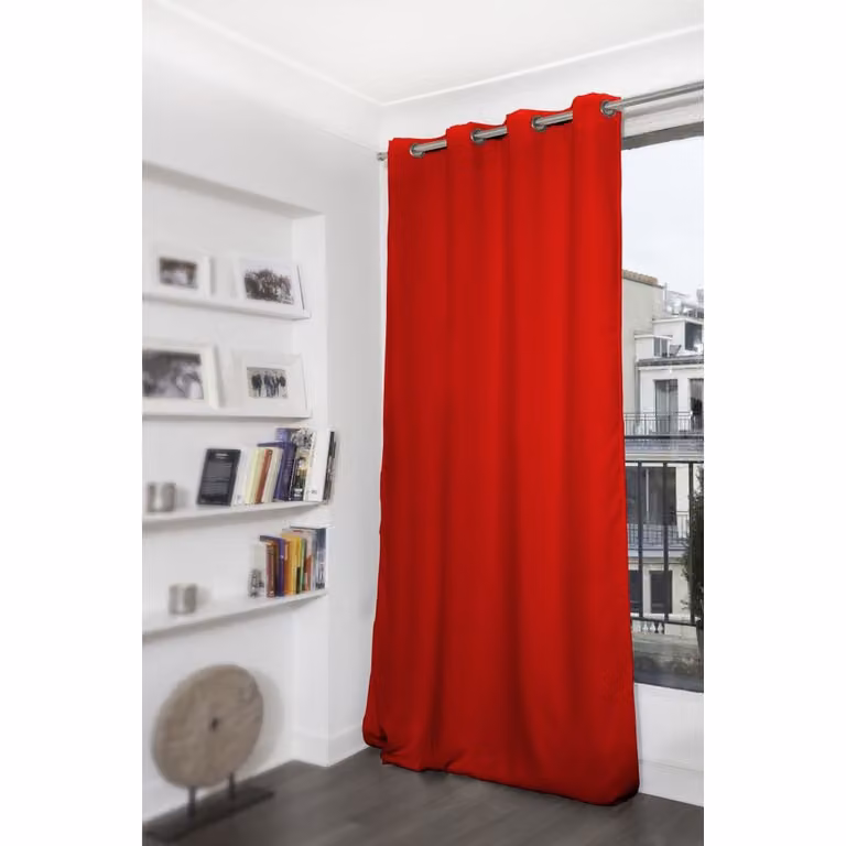 Cortina opaca Moondream LumenControl con ollaos color rojo Navidad, resistente a los rayos UV, An: 140 cm, Al: 260 cm