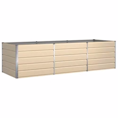 Jardinera rectangular moderna Helloshop26 de acero galvanizado en color beige, An/P/Al: 195 x 100 x 45 cm