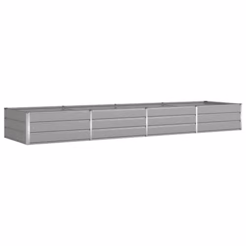 Jardinera rectangular moderna Helloshop26 de acero galvanizado para jardín, color gris, An/P/Al: 195 x 100 x 45 cm