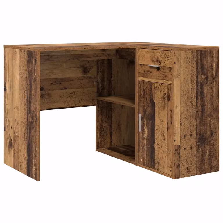 Escritorio de esquina vidaXL con cajón en madera de color marrón An: 102 cm, P: 88 cm, Al: 75 cm