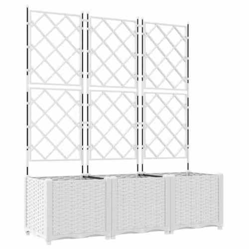 Juego de 3 jardineras de acero Helloshop26 para jardín, color blanco, An/P/Al: 120 x 40 x 143 cm
