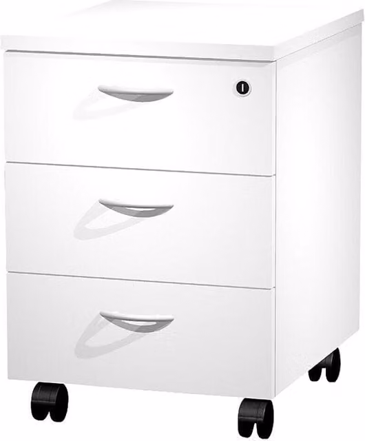 Cajonera con ruedas ArtExport de 3 cajones en color blanco para oficina o casa, Al x An x P: 59,5 x 43 x 52 cm