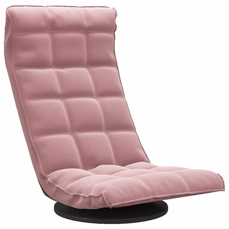 Silla de suelo giratoria 360 grados de terciopelo rosa con ruedas vidaXL