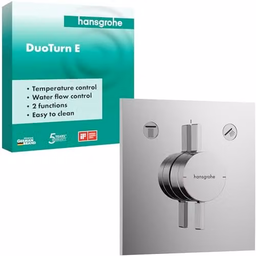 Grifo de ducha empotrado Hansgrohe DuoTurn E monomando con dos funciones de pulverización en acabado cromo