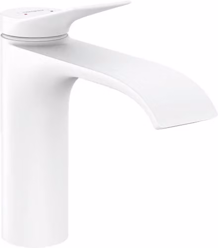 Grifo monomando para lavabo Hansgrohe Vivenis 110, blanco mate, sin desagüe automático