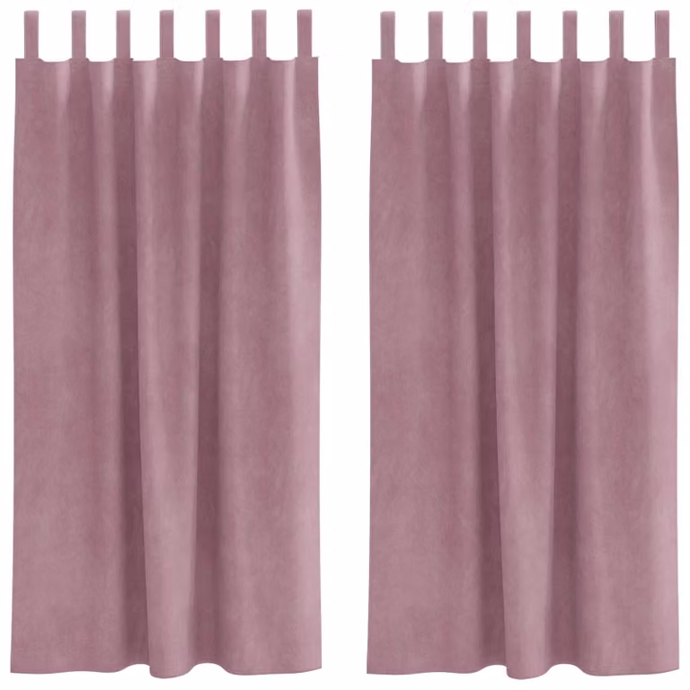 Set de 2 cortinas blackout de terciopelo vidaXL en color rosa, An/Al: 140 x 175 cm