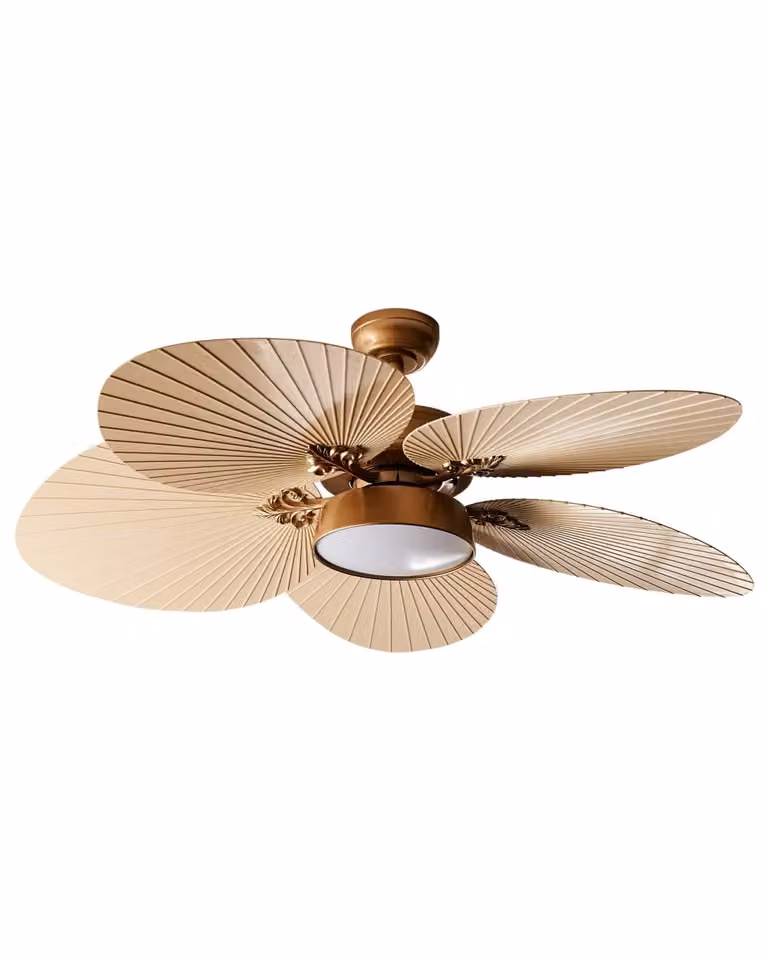Beliani ventilador de techo con luz LED y mando a distancia en color dorado