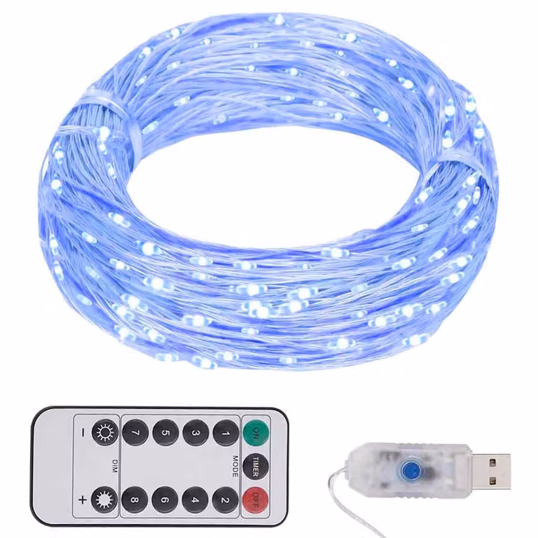 Tira de luces LED vidaXL con 150 LEDs azul de 15 m en PVC con mando a distancia