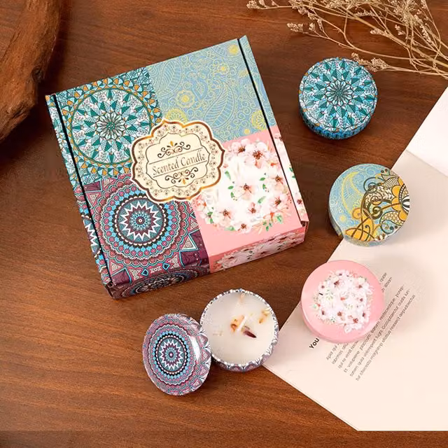 Kit de 6 velas perfumadas de aromaterapia Neptune multicolor con cera de soja para decoración floral y fresca de mesa