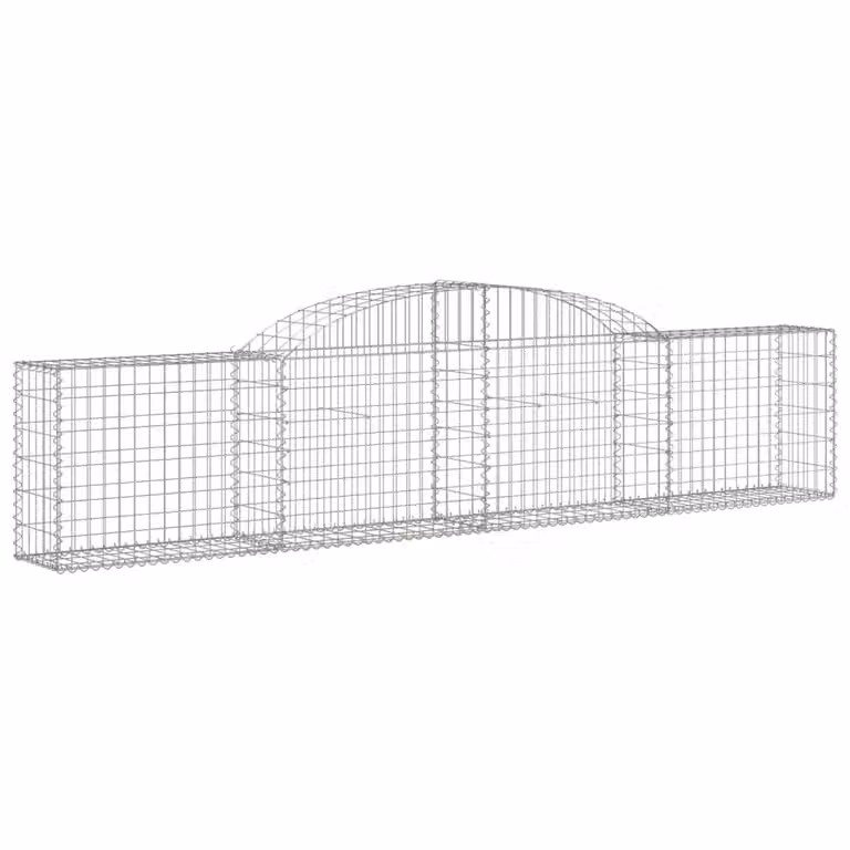 Cesta de gaviones con forma de arco vidaXL de hierro galvanizado color plata An/P/Al: 300 x 30 x 60/80 cm
