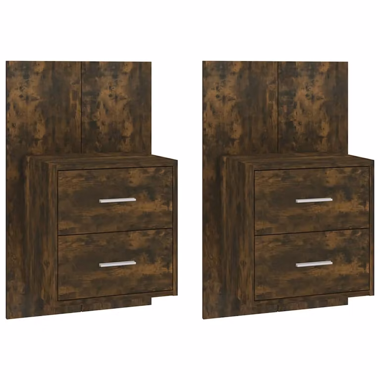Set de 2 mesitas de noche de pared vidaXL en color roble ahumado