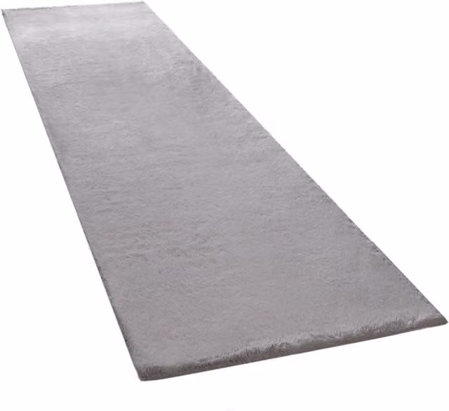 Alfombra de piel sintética Fluffy gris, rectangular, An/P: 80 x 300 cm