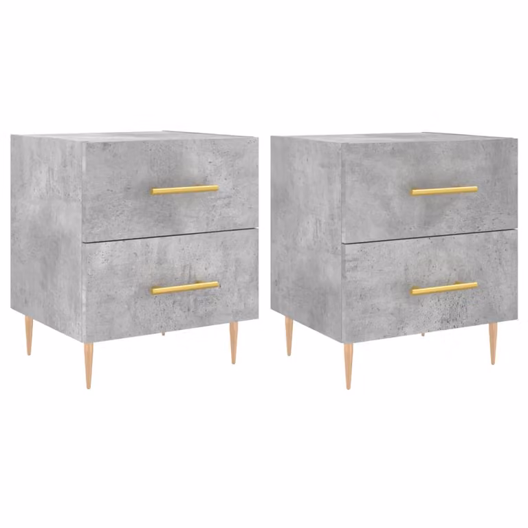 Set de 2 mesitas de noche vidaXL modernas en madera y metal color gris hormigón An/P/Al: 40 x 35 x 47,5 cm