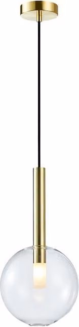 Lámpara colgante Milagro de Niko en metal dorado y vidrio transparente con casquillo G9