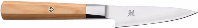 Cuchillo de pelar Miyabi Kudamono 4000FCv2 de acero inoxidable y madera en color plata y beige, 9 cm