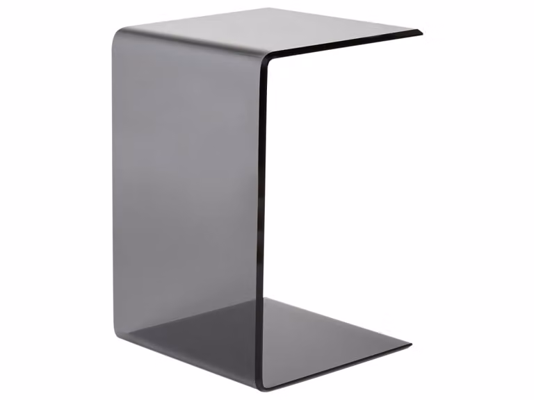 Mesa auxiliar Beliani de vidrio templado negro y transparente con diseño minimalista y base de patín
