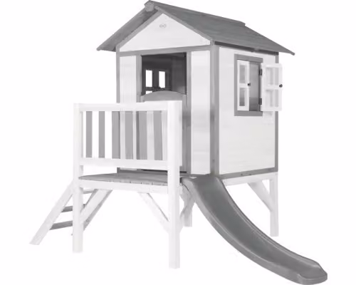 Casa de juegos AXI Beach Lodge XL de madera en blanco con tobogán gris para niños