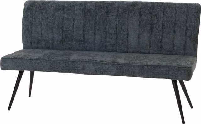 Banco de comedor tapizado Mendler HWC-K16 con estructura de metal en color azul verdoso, An/P/Al: 160 x 48 x 43 cm
