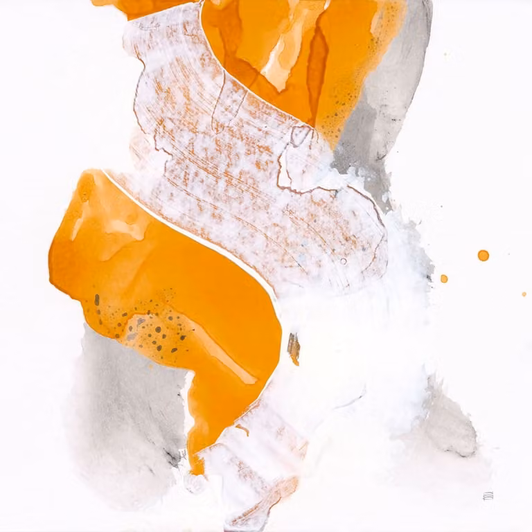 Cuadro abstracto Hexoa en tonos ámbar y naranja sobre lienzo de 80 x 80 cm