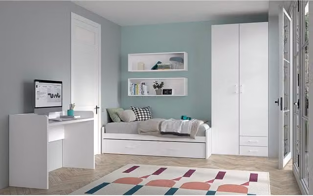Cama nido para dormitorio juvenil Noel de El Corte Inglés en color blanco