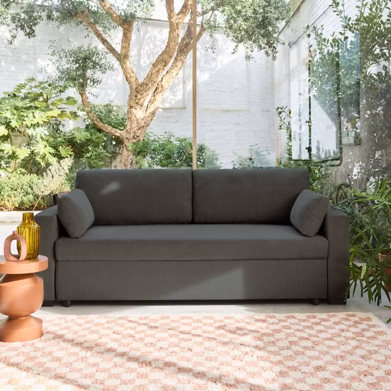 Sofá cama de 3 plazas Sweeek en tela gris, An/P/Al: 211 x 90 x 86 cm