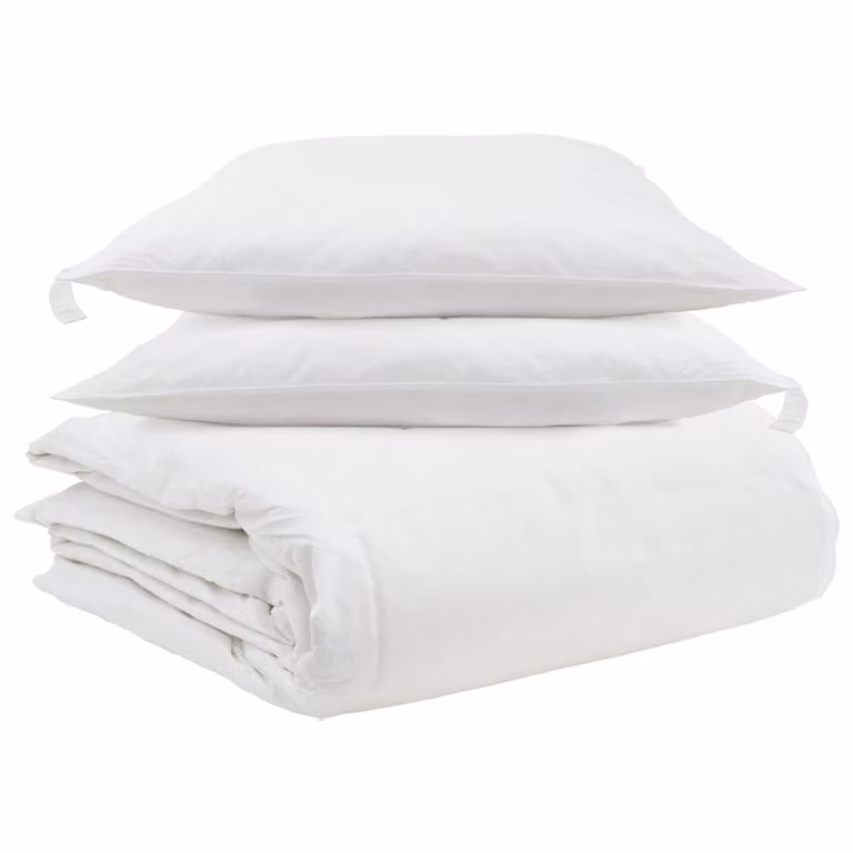 Juego de edredón y almohada de 3 piezas vidaXL de plumas de pato y algodón, color blanco, ideal para verano